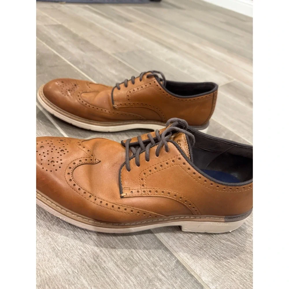 Cole Haan GrandSeries Men's‎ Leather Wingtip Oxford Shoes Tan Brown Lace-Up Size